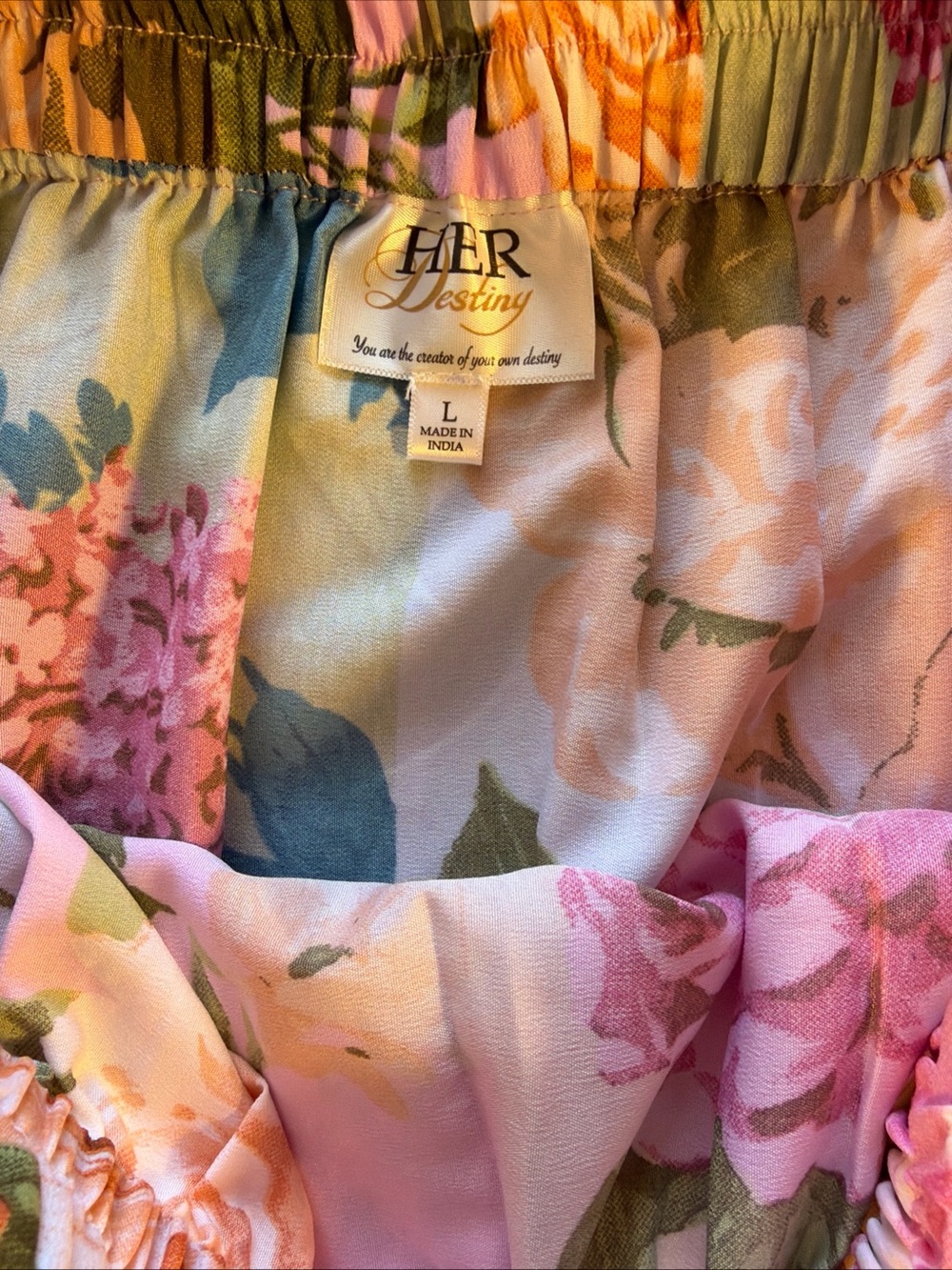 Pink Floral Ruffle Midi Skirt by - Picture 4 of 5